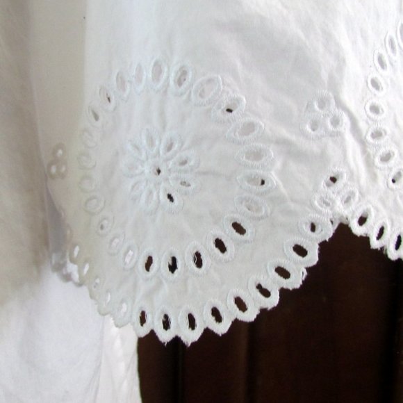 EMPIRE WAIST TOP, 10, WHITE COTTON EYELET, BELL SLEEVES, ON or OFF-SHOULDERRRRRR - Picture 2 of 6